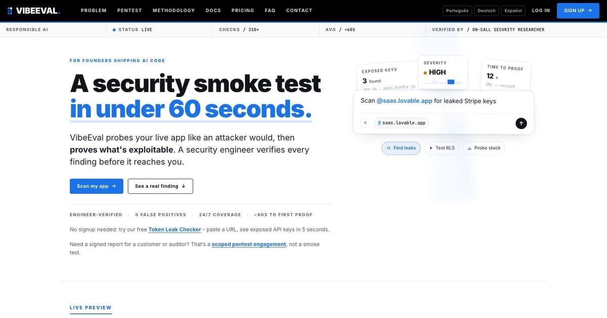 VibeEval Review (2026): The One That Actually Attacks Your App