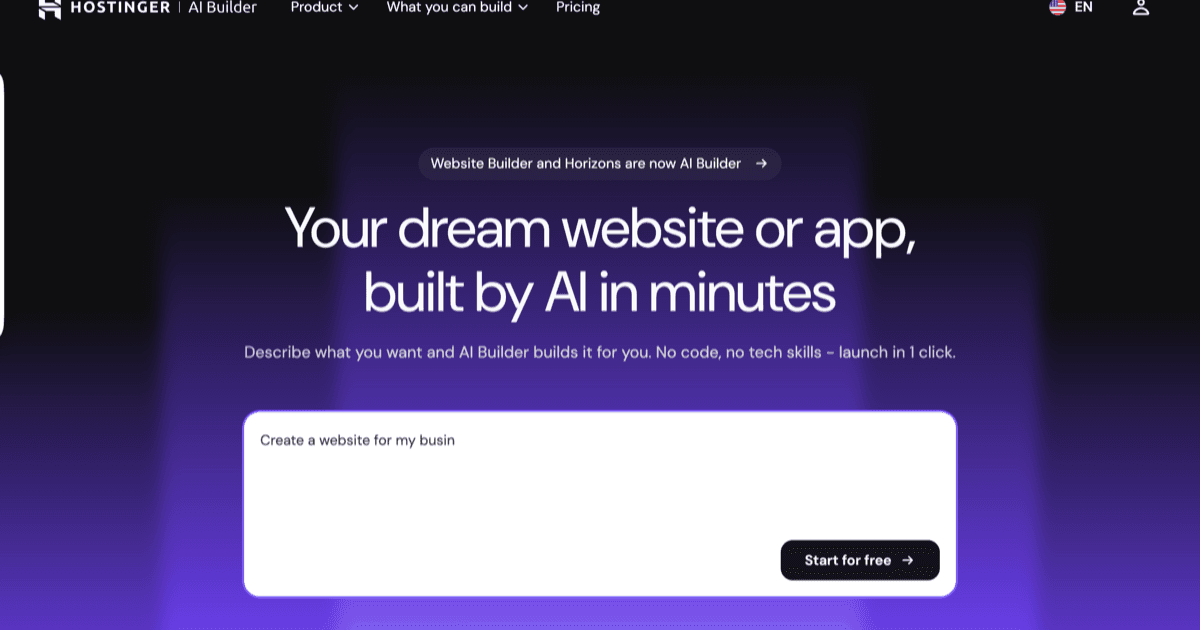 Hostinger AI Builder screenshot