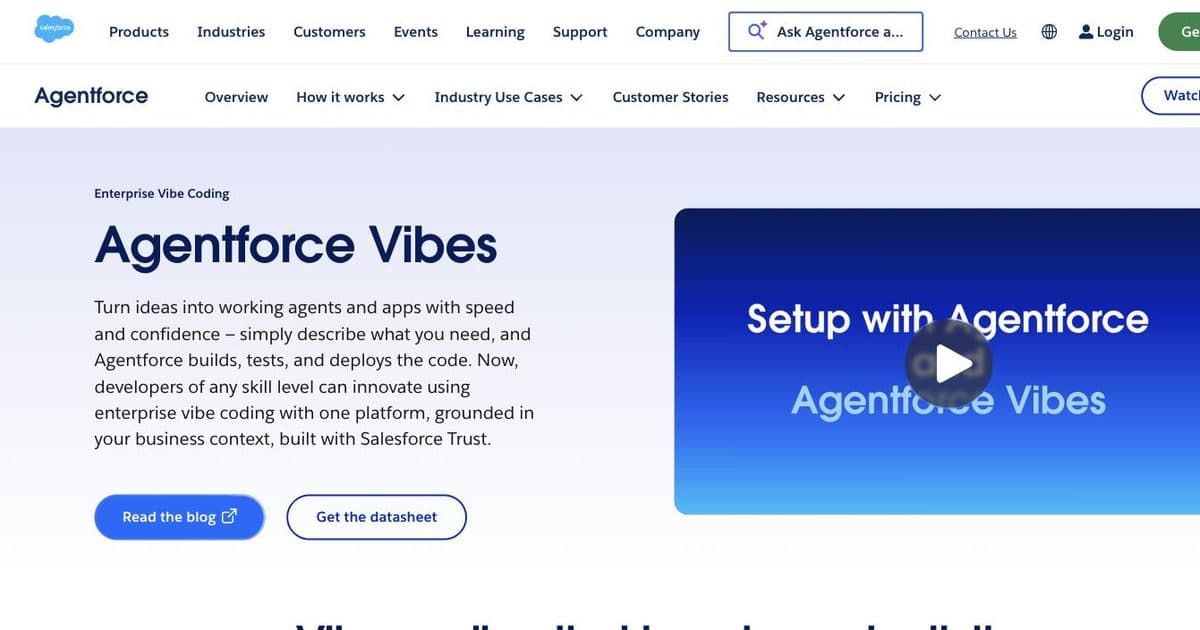 Salesforce Agentforce Vibes hero visualization