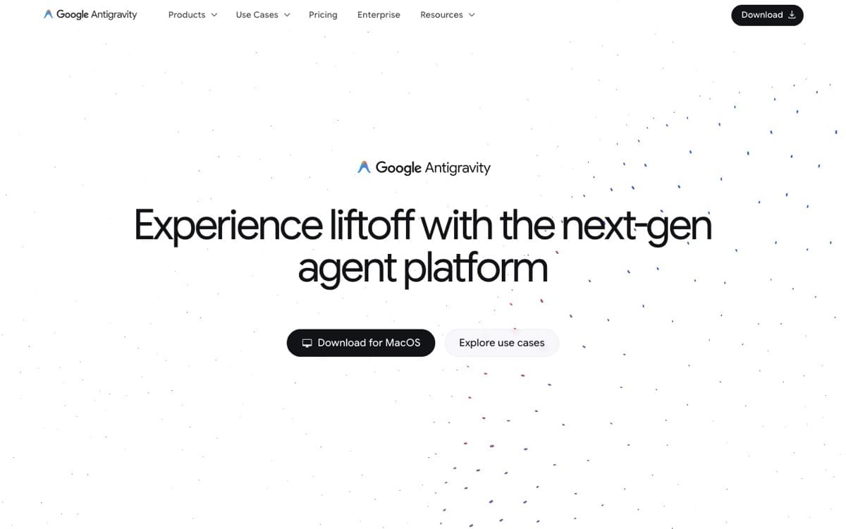 Google AntiGravity screenshot showcasing interface and features