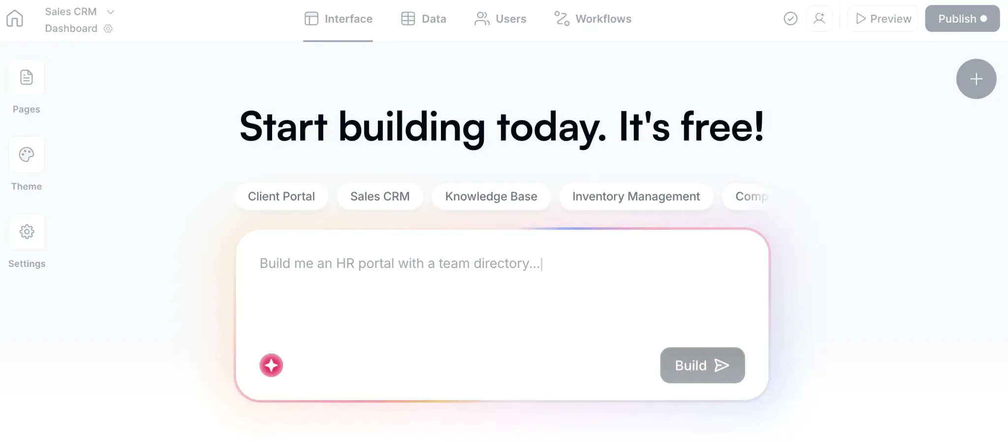Softr screenshot showcasing interface and features