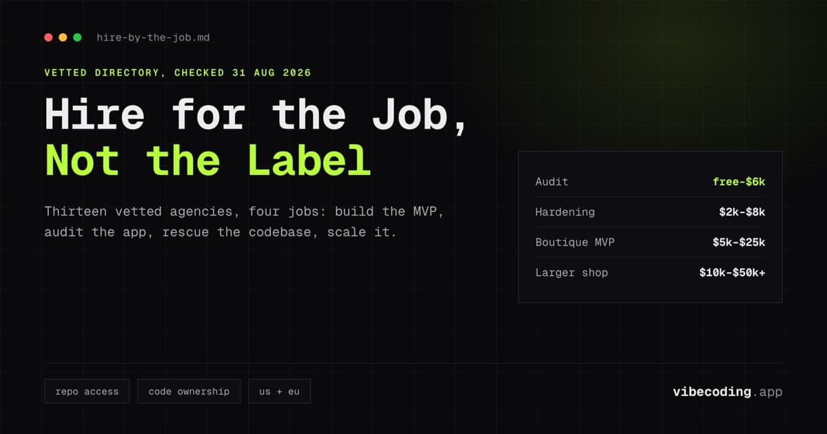 Best Vibe Coding Agencies in 2026: Compared by the Job