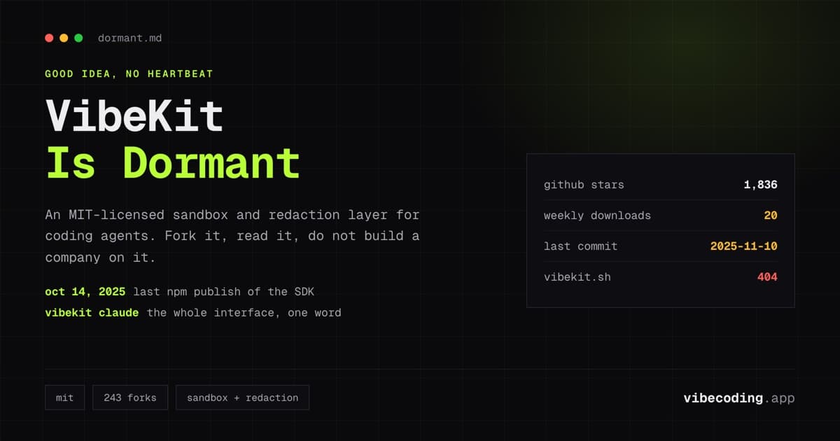 VibeKit Review: The Agent Sandbox That Stopped Shipping