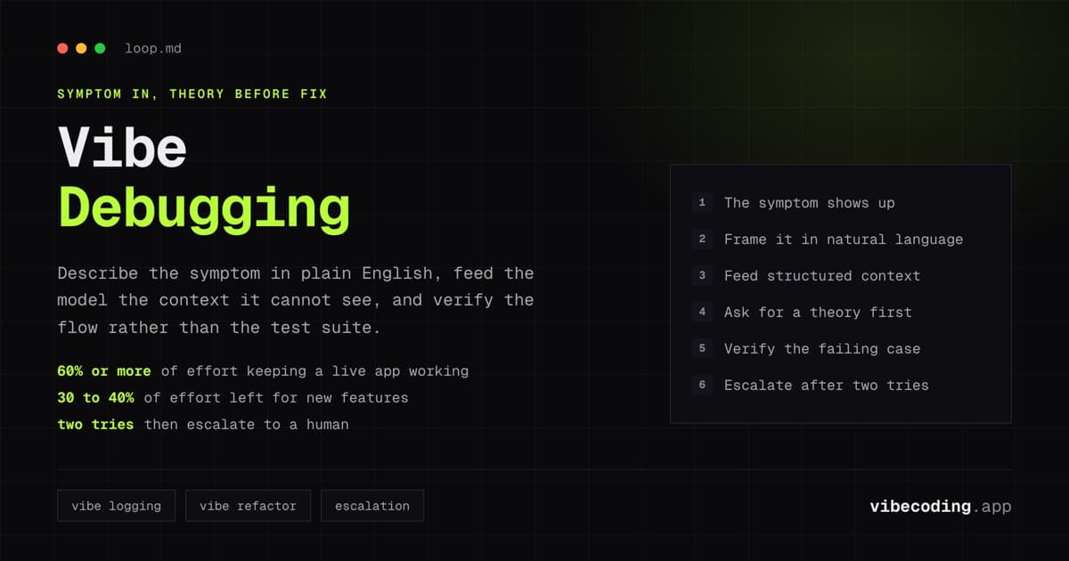What Is Vibe Debugging? The Other Half of Vibe Coding in 2026