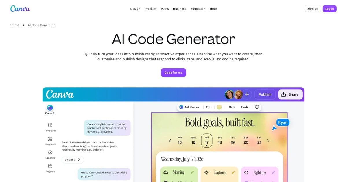 Canva Code screenshot