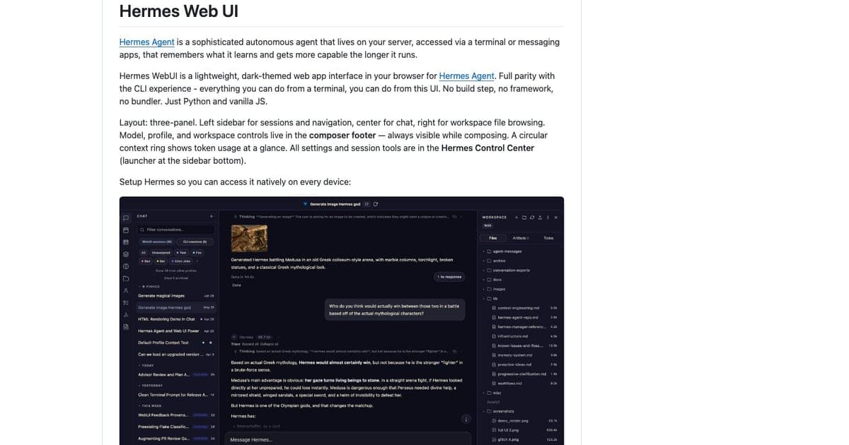 Hermes WebUI screenshot