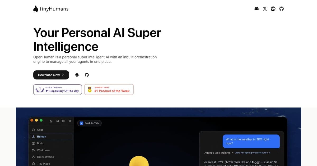 OpenHuman hero visualization