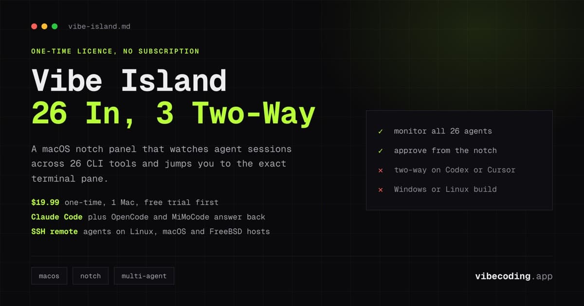 Vibe Island hero visualization