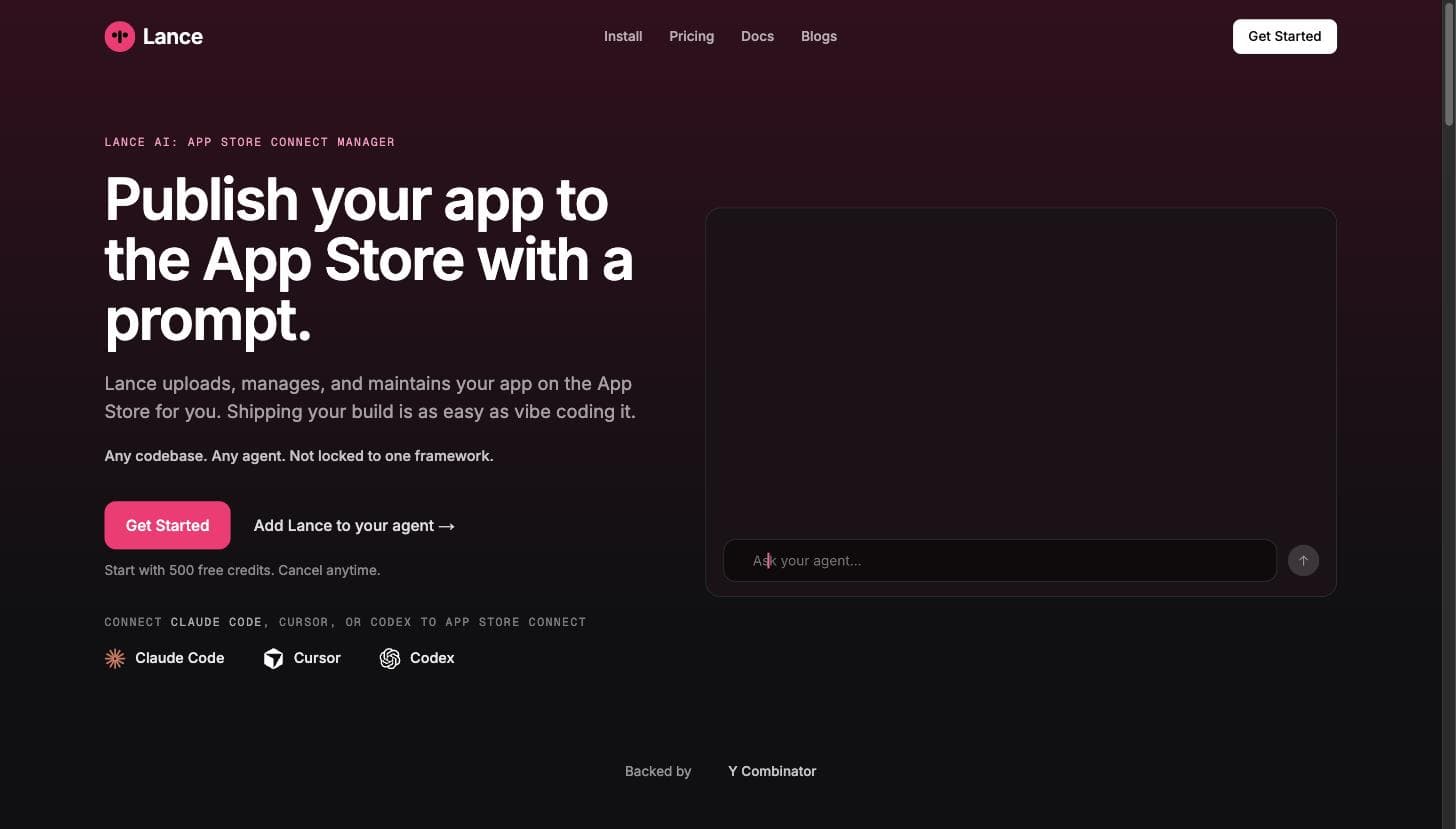 Lance interface screenshot showing key features and workflow