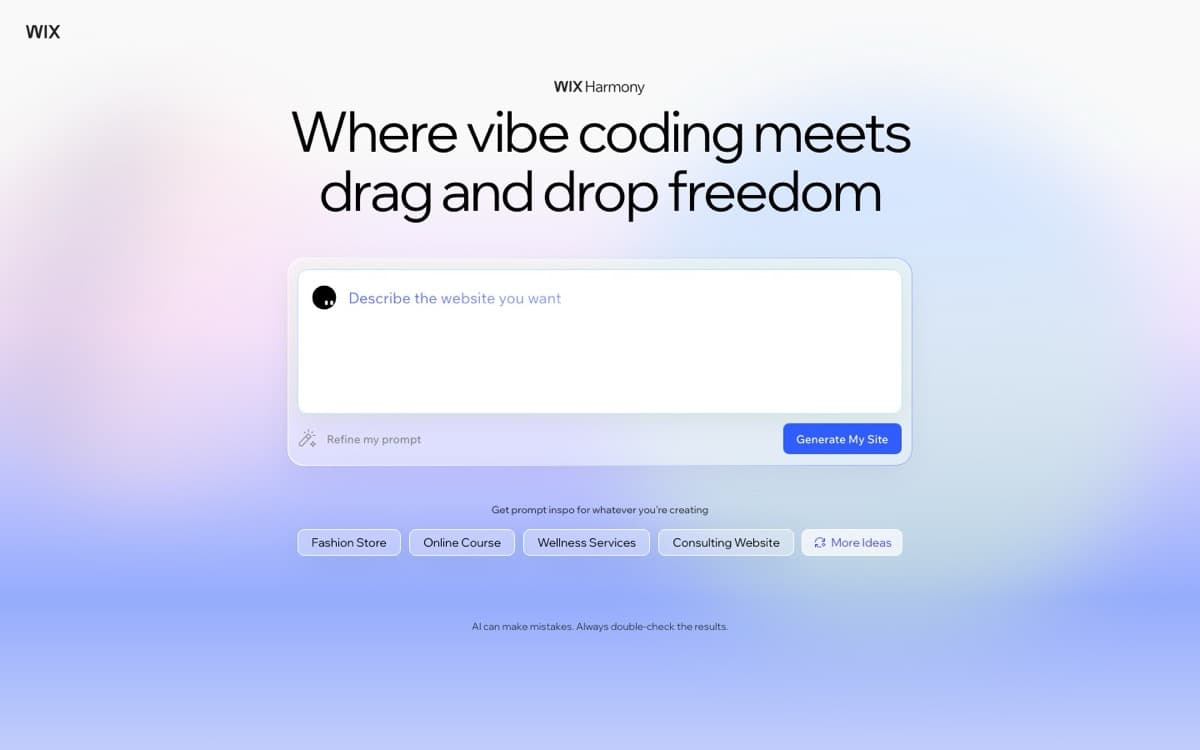 Wix Harmony screenshot