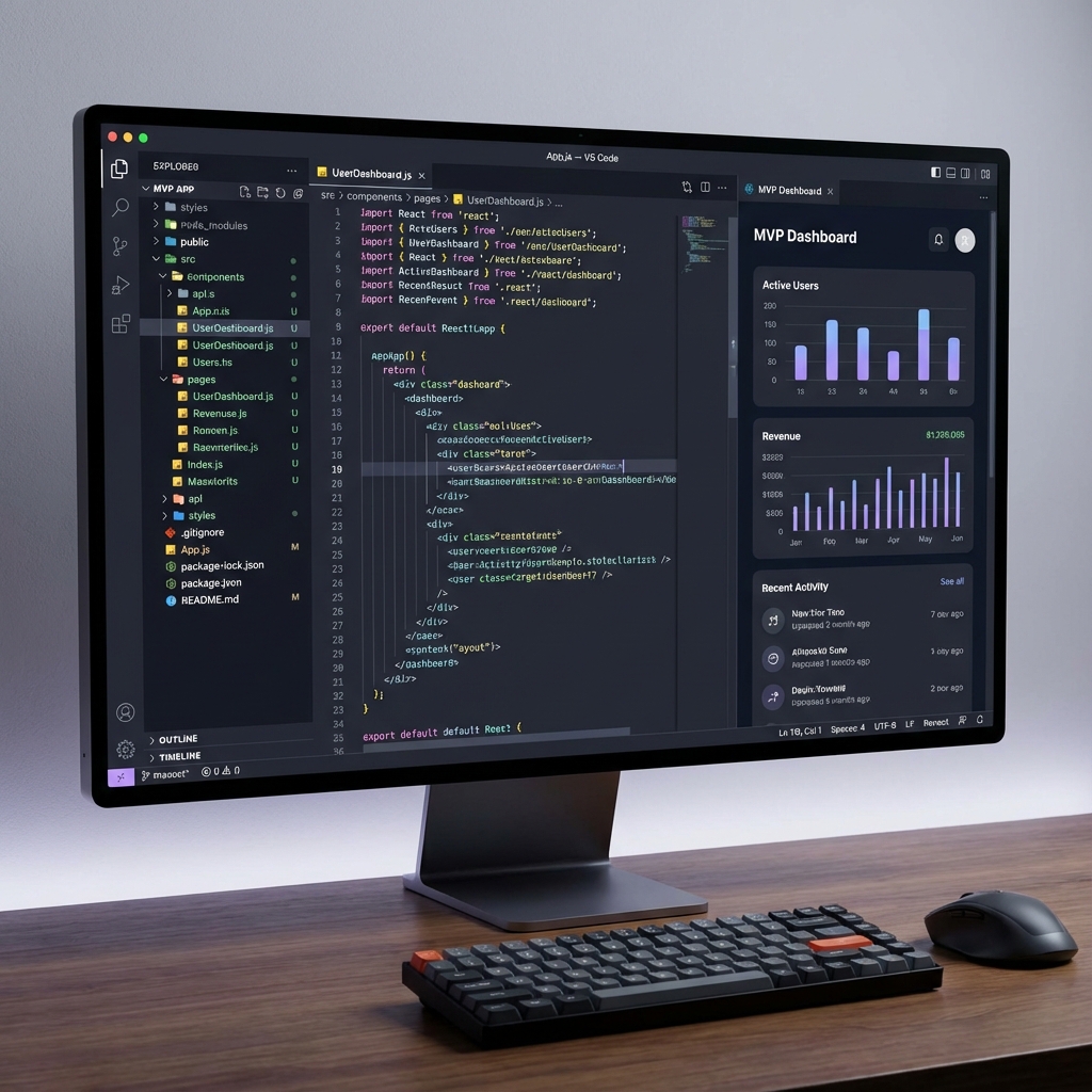 AI-generated MVP structure inside a vibe coding app