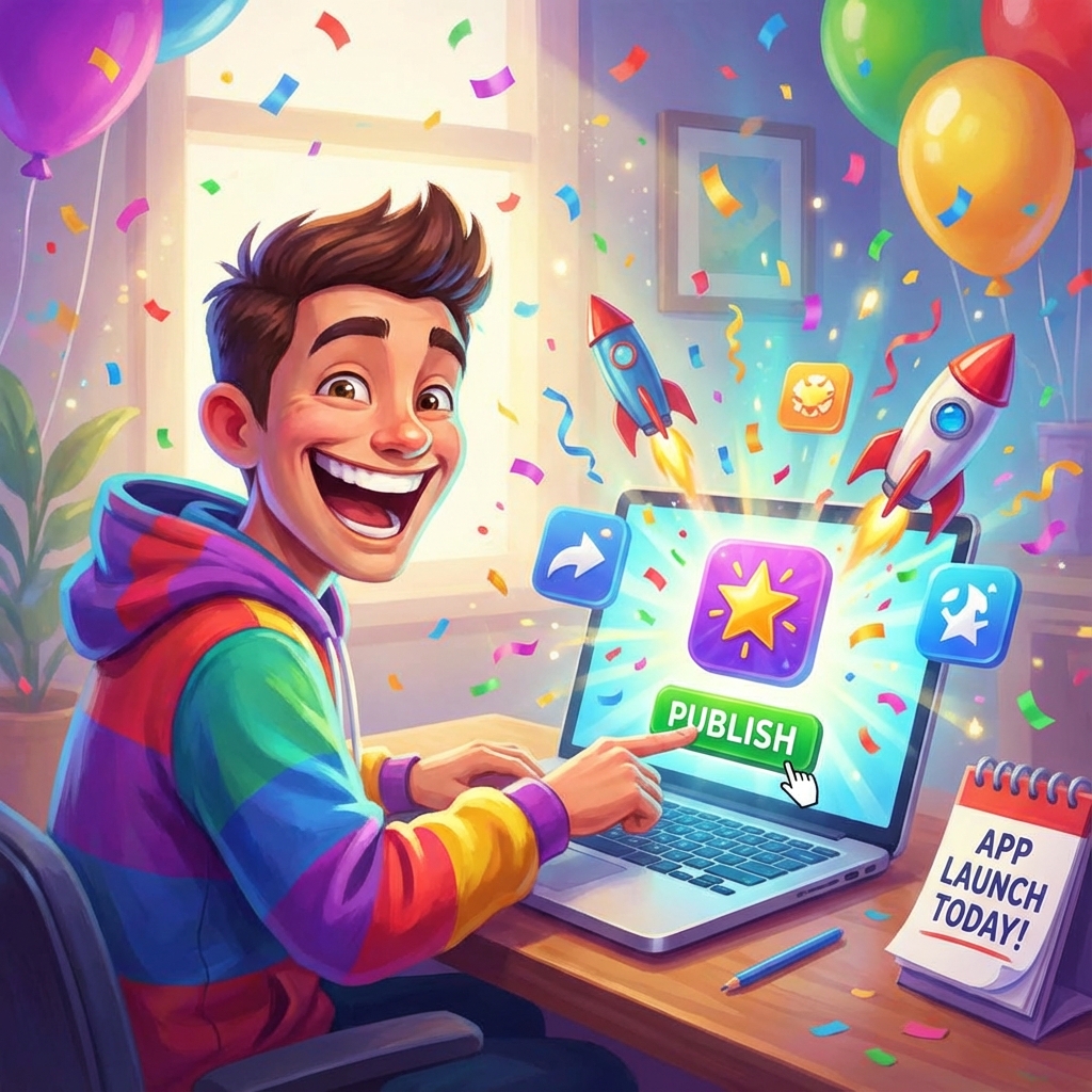 Beginner publishing their first app made with a vibe coding app